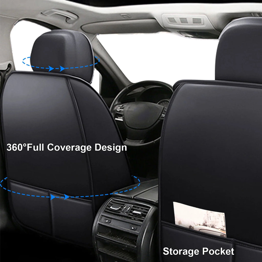 Black Waterproof Pu Leather Full Set Car Seat Covers N6914
