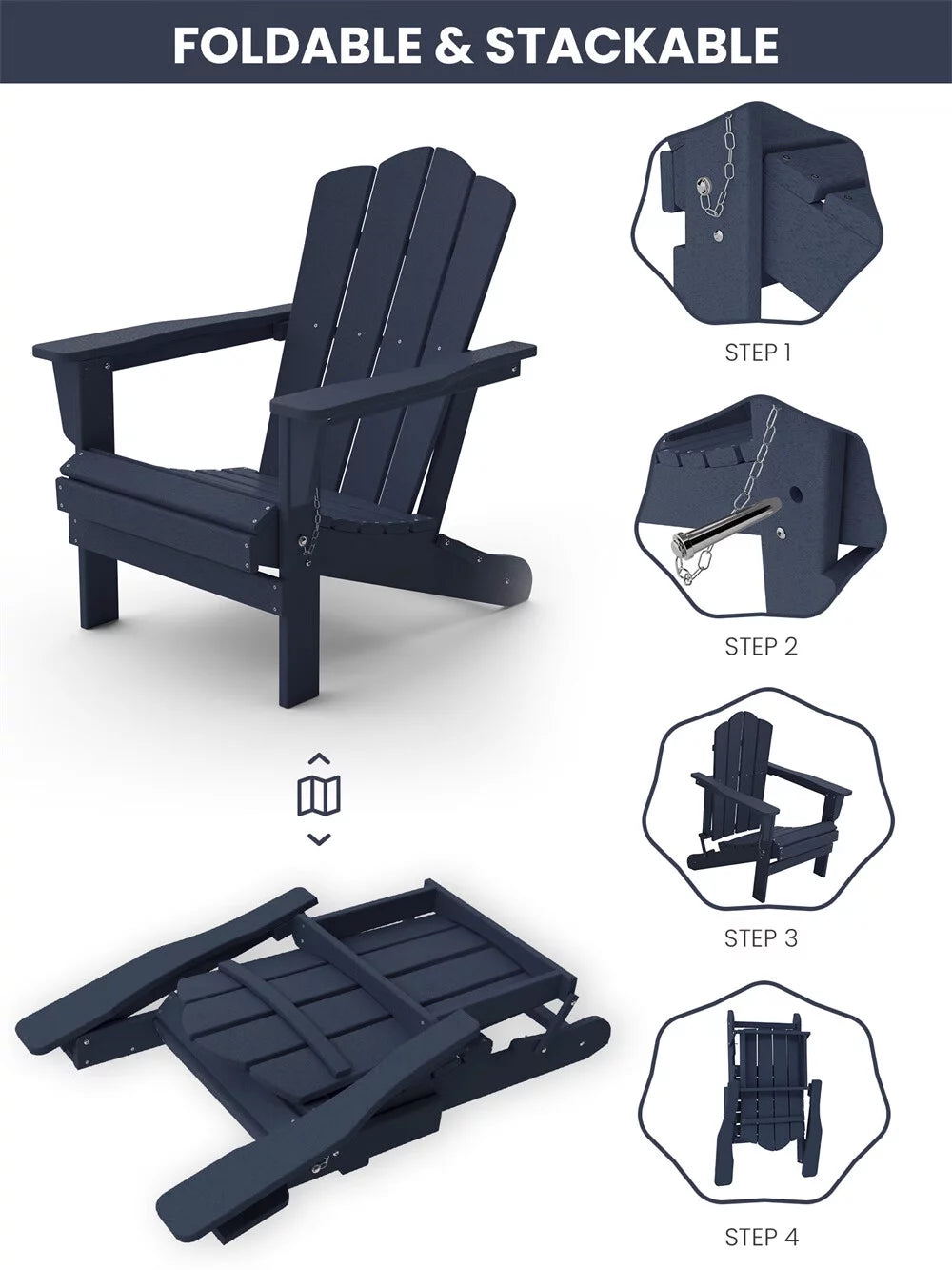 Blue Folding Adirondack Chair Q699
