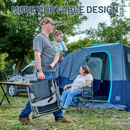 Navy 2 Pack Aluminum Folding Camping Chair with Side Table V1421