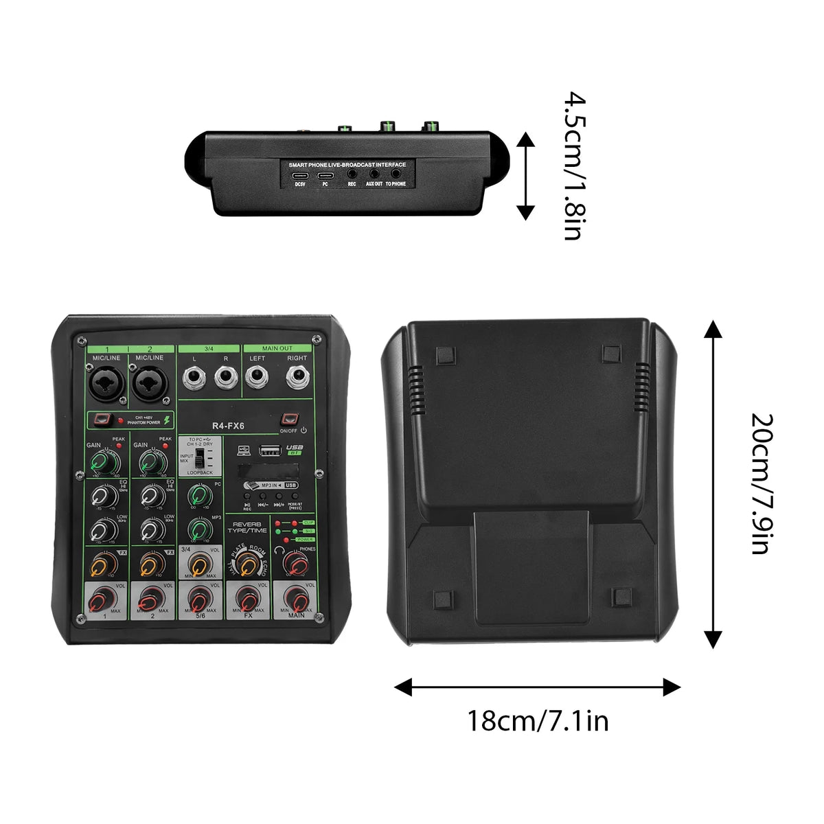 6 Channel USB Audio Mixer with MP3 Player H40606