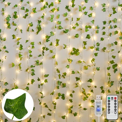 200 LED 6.5ft x 6.5ft Pothos Fairy Curtain Lights with Remote Warm White Y273