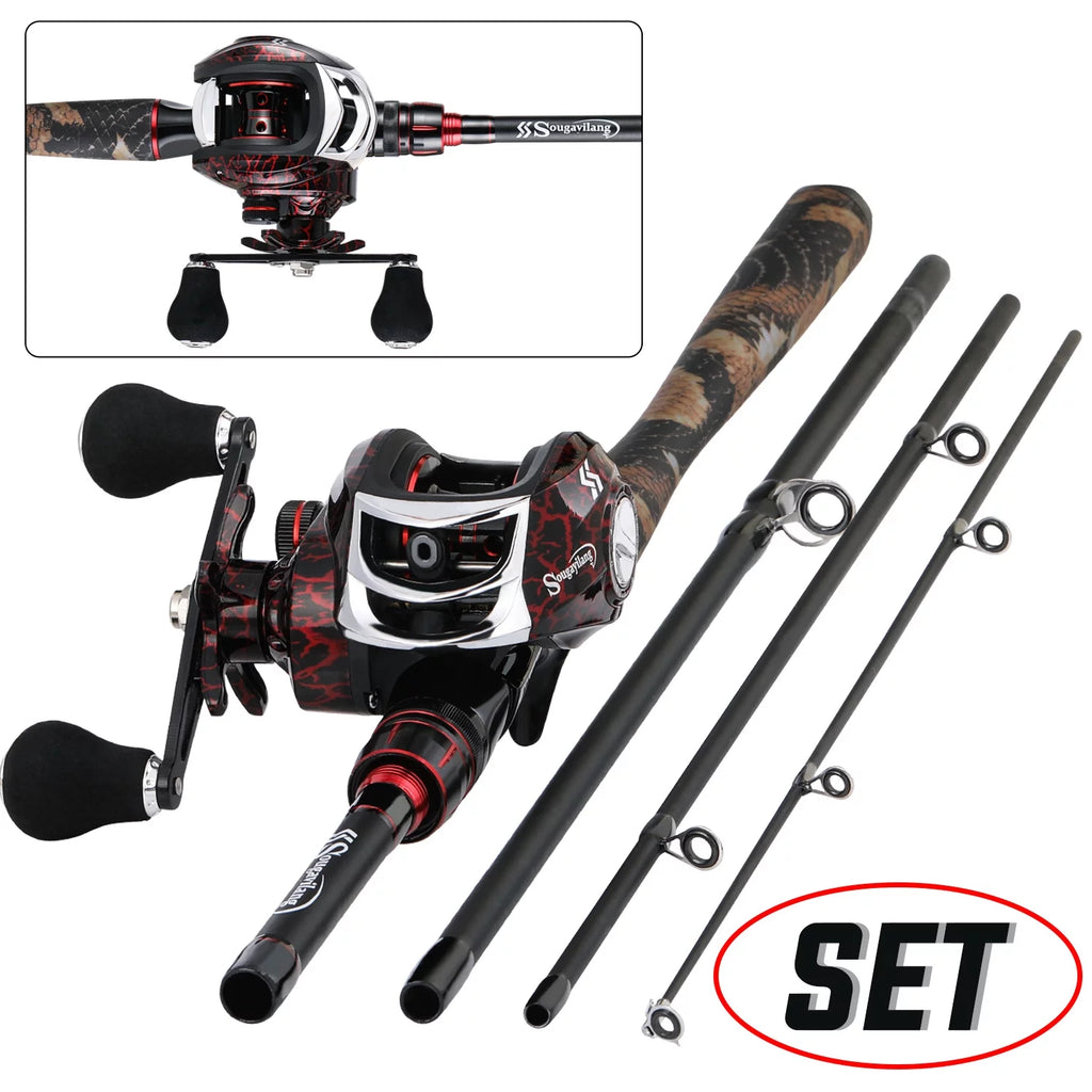 4-Piece Casting Fishing Rod and Baitcasting Reel Combo A27020