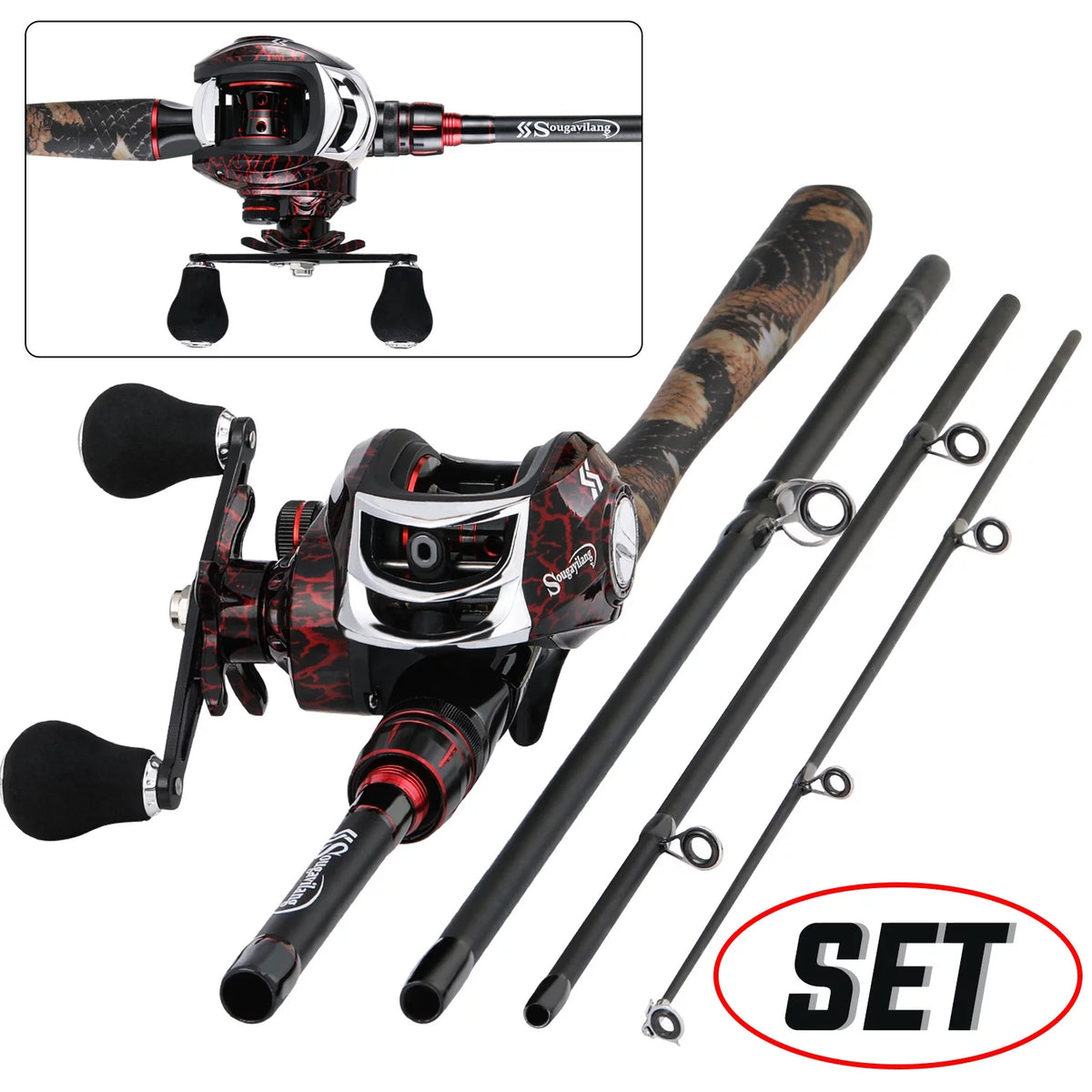4-Piece Casting Fishing Rod and Baitcasting Reel Combo A27020