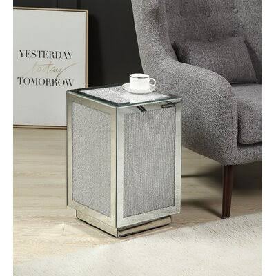 Glass Top Block End Table J642