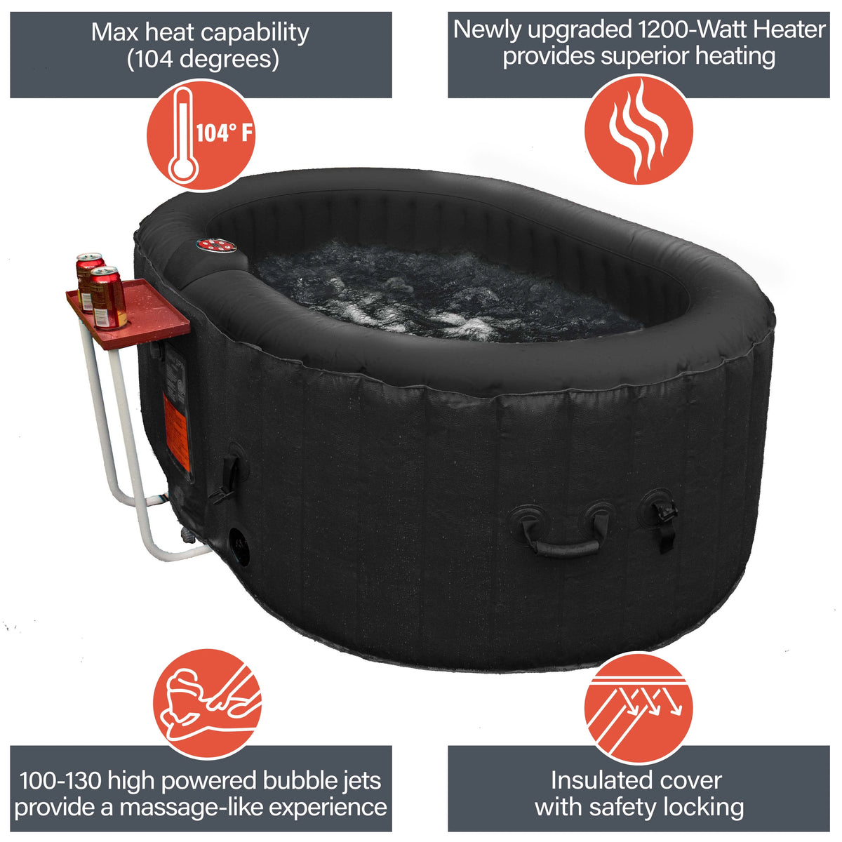 145 Gallon 2 Person Brown Oval Inflatable Hot Tub T5777