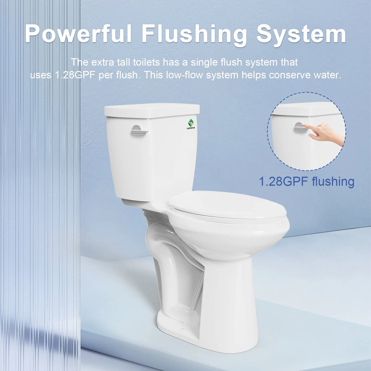 21 Inch Height Two Piece Elongated Toilet C804