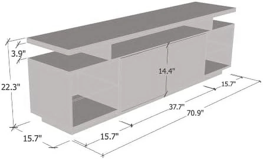 71" High Gloss TV Stand with Cabinets and LED Lights X708