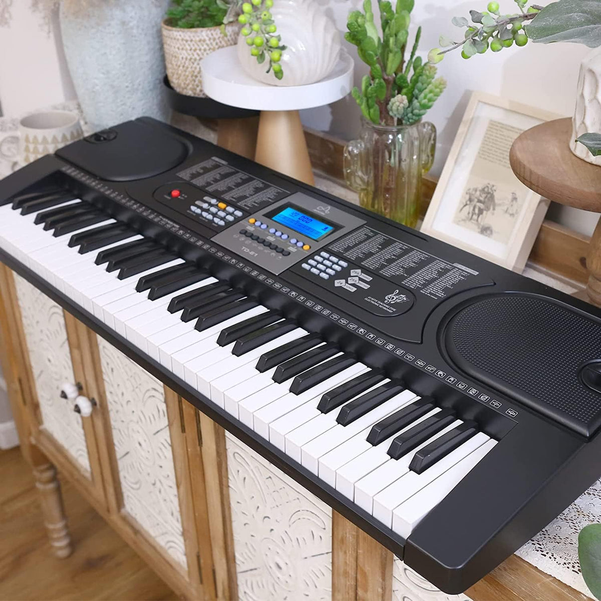 61 Key Keyboard Piano with LCD Display, 255 Sounds, Microphone, 3.5mm Audio Cable, 24 Demo Songs Y4451
