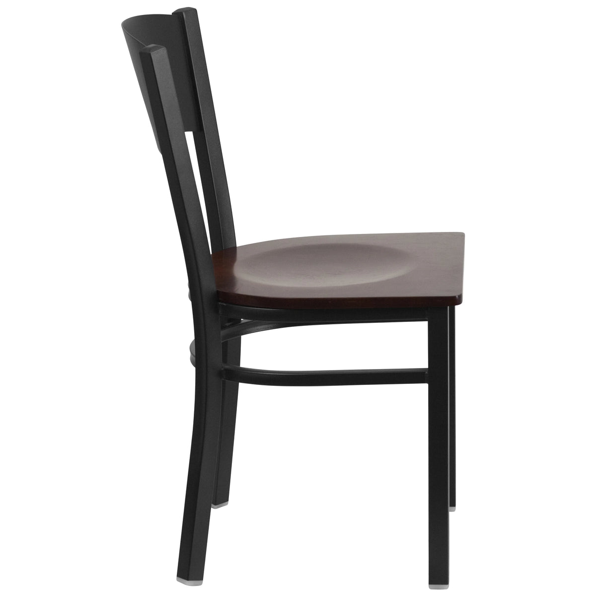 Black Circle Back Metal Restaurant Chair with Walnut Wood Seat S504717