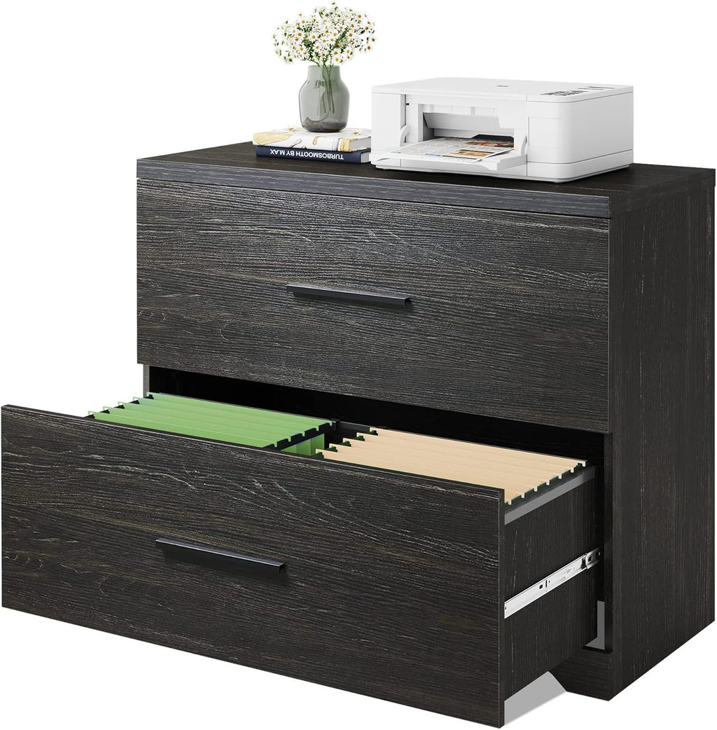 Gray Oak 2 Drawer Wood Lateral File Cabinet P827