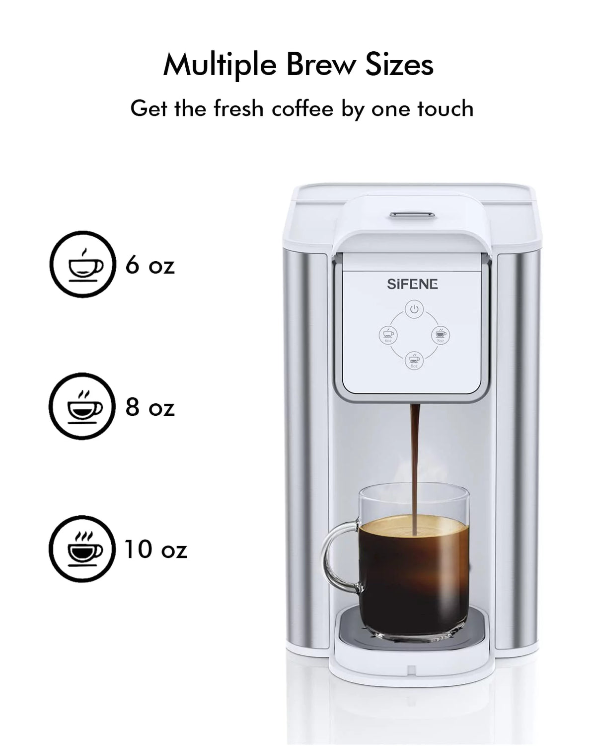 3-in-1 Single Serve Coffee Maker with 50oz Detachable Water Tank, White H22814