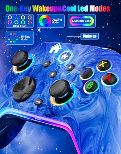 Wireless Pro Controller with 10 RGB Led Light, Programmable, 1200mAh Rechargeable N346