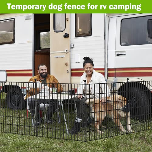 No Dig Decorative Outdoor Garden Fence with Gate, 40 in x 23.6 ft Rustproof Metal Wire Panel Y682651