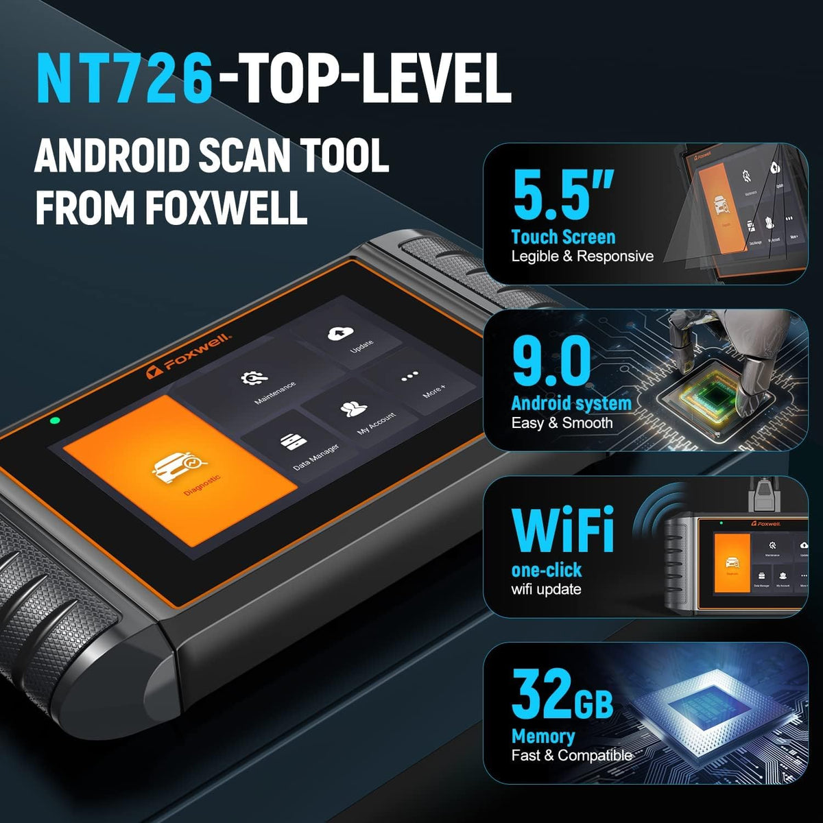 OBD2 Scanner All System Diagnostic Scan Tool with ABS Bleeding, Oil Reset, EPB, TPS, SAS, TPMS-8 Hot Service Reset, 5.5” Android 9.0 Code Reader O9210