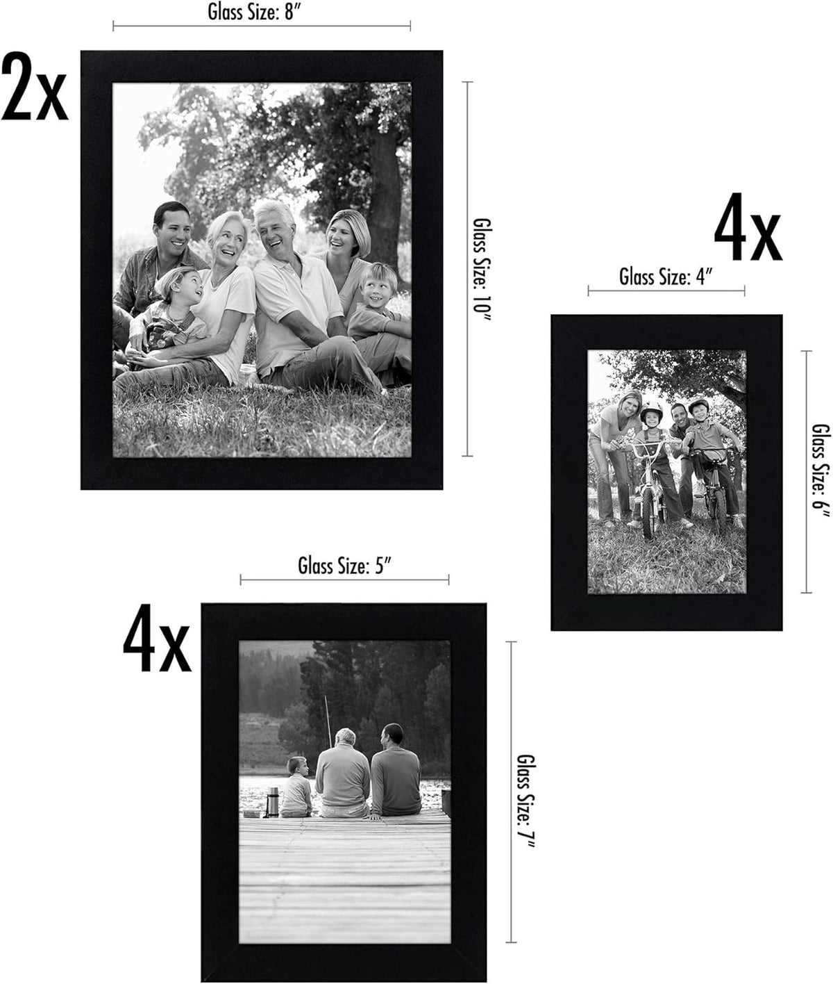 Black 10-Piece Picture Frame Set and 4 Piece 8x10 Picture Frame Set D465