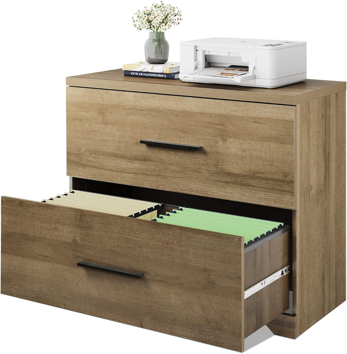 Gray Oak 2 Drawer Wood Lateral File Cabinet P827