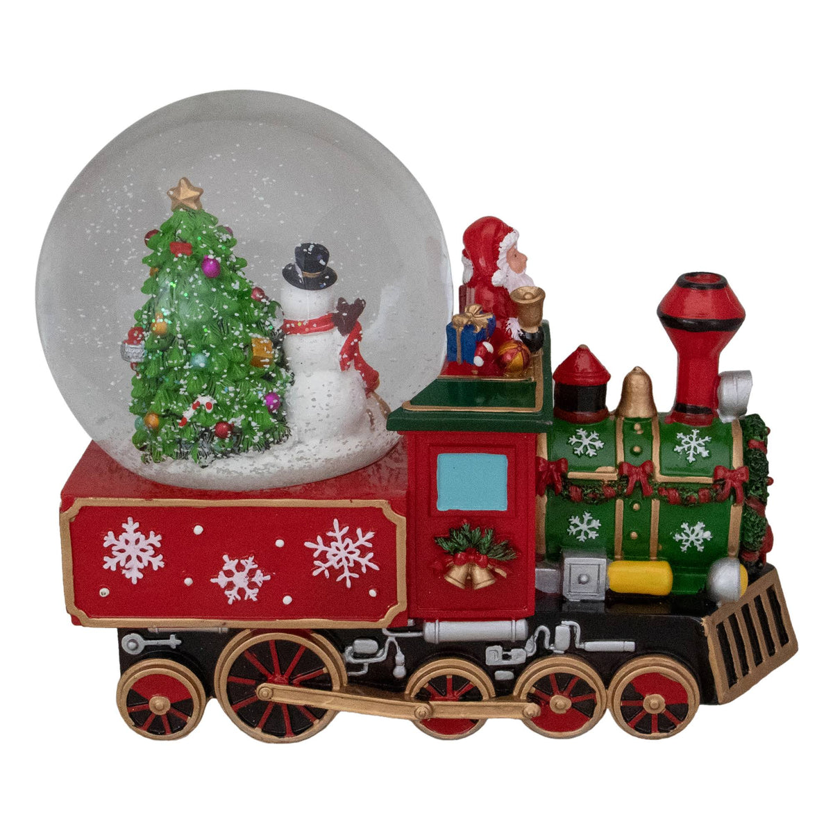 Green and Red Christmas Train Snow Globe L985258