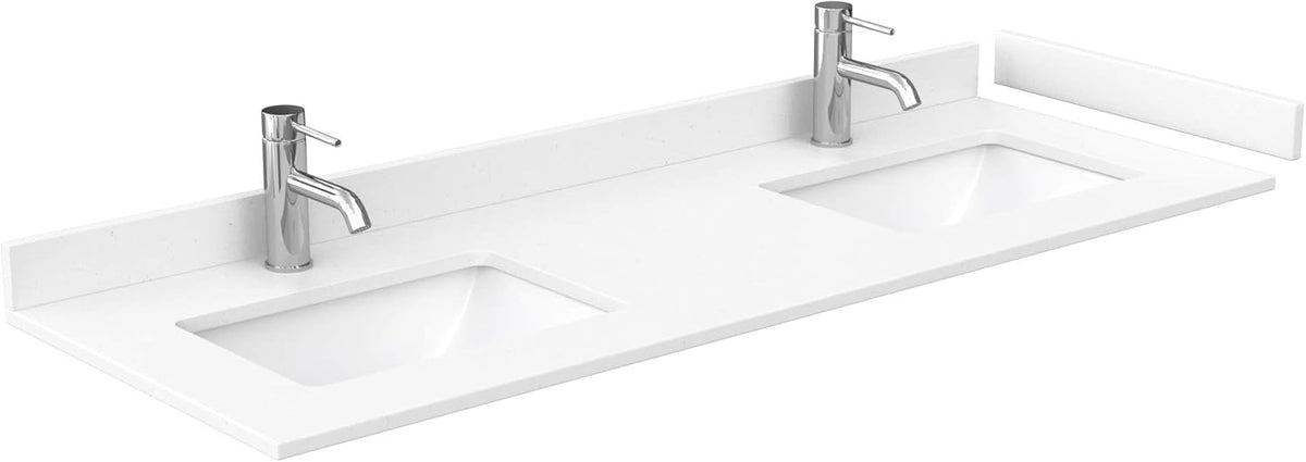 White 60 Inch Double Bathroom Vanity with White Cultured Marble Countertop and Undermount Square Sink Z777416