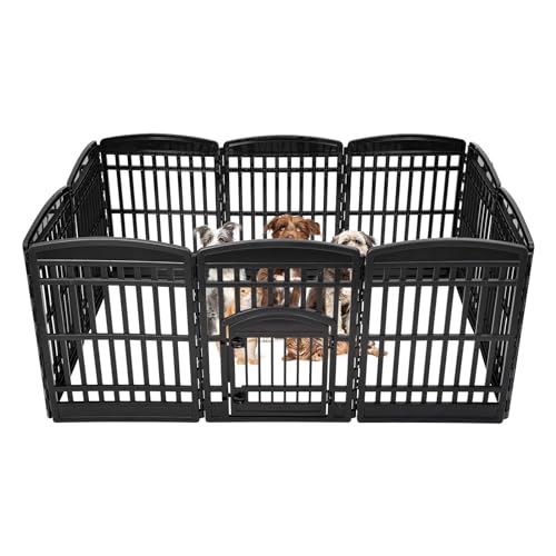 8-Panel 34" Black Foldable Dog Playpen U624180