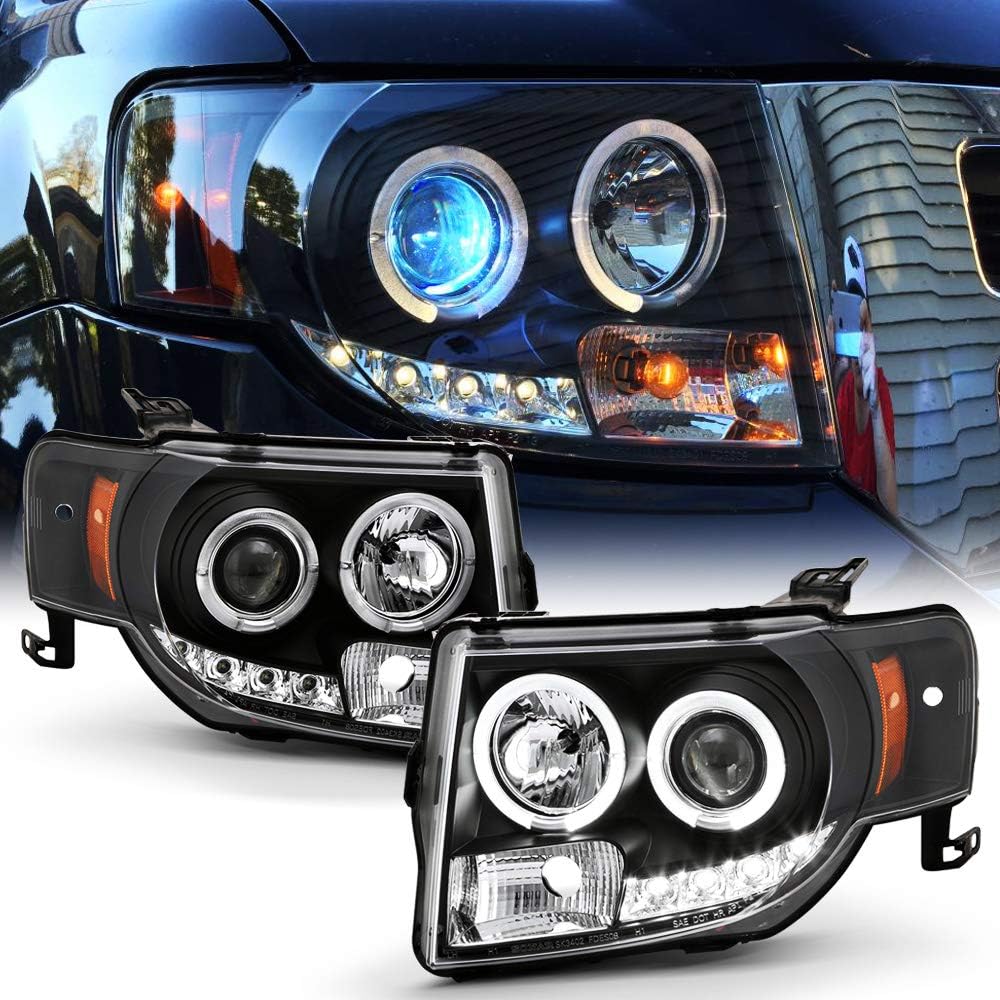 2008-2012 Ford Escape Black Housing Projector Headlights J82373