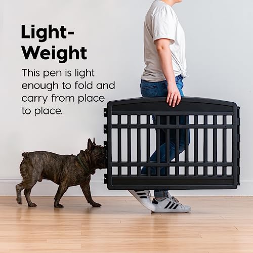 8-Panel 34" Black Foldable Dog Playpen U624180