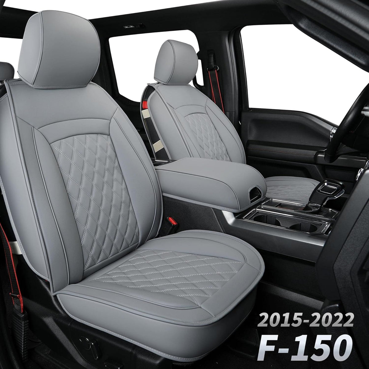 Black Faux Leather Seat Covers Front Set 2pcs W670062