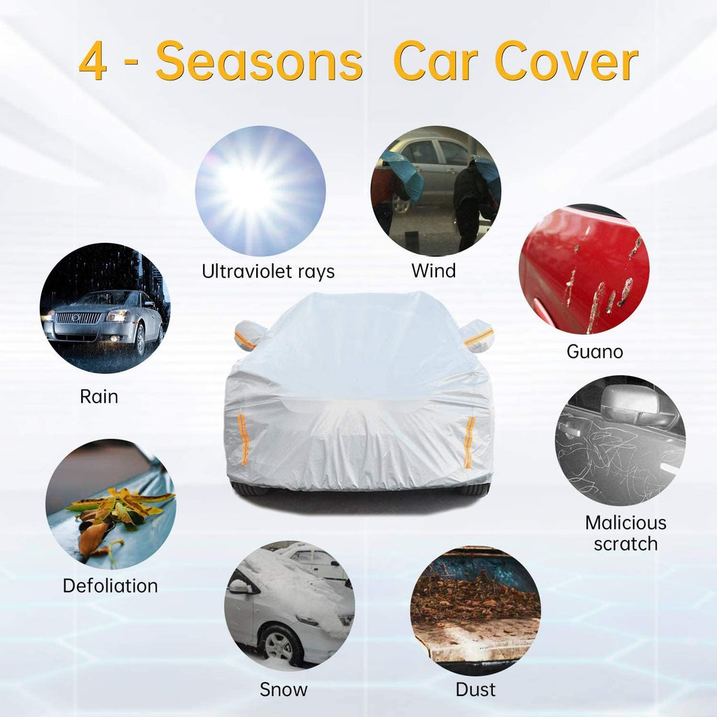 6 Layers Waterproof Cotton Car Cover with Zipper J32166