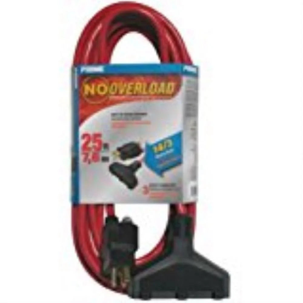 25 ft Extension Cord, 15 A, 125 V, Red Z353