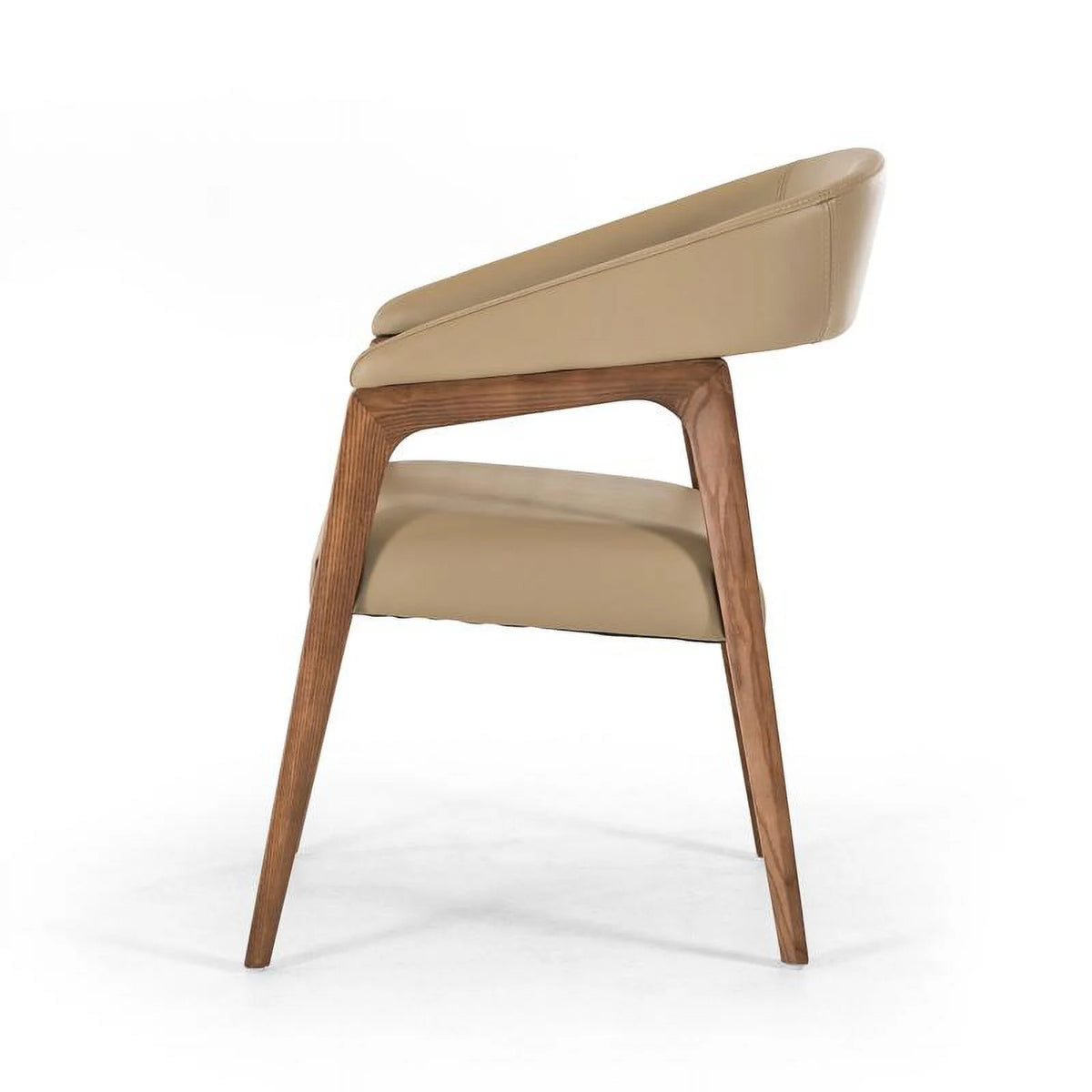 Taupe Leatherette and Walnut Wood Dining Chair Z64695