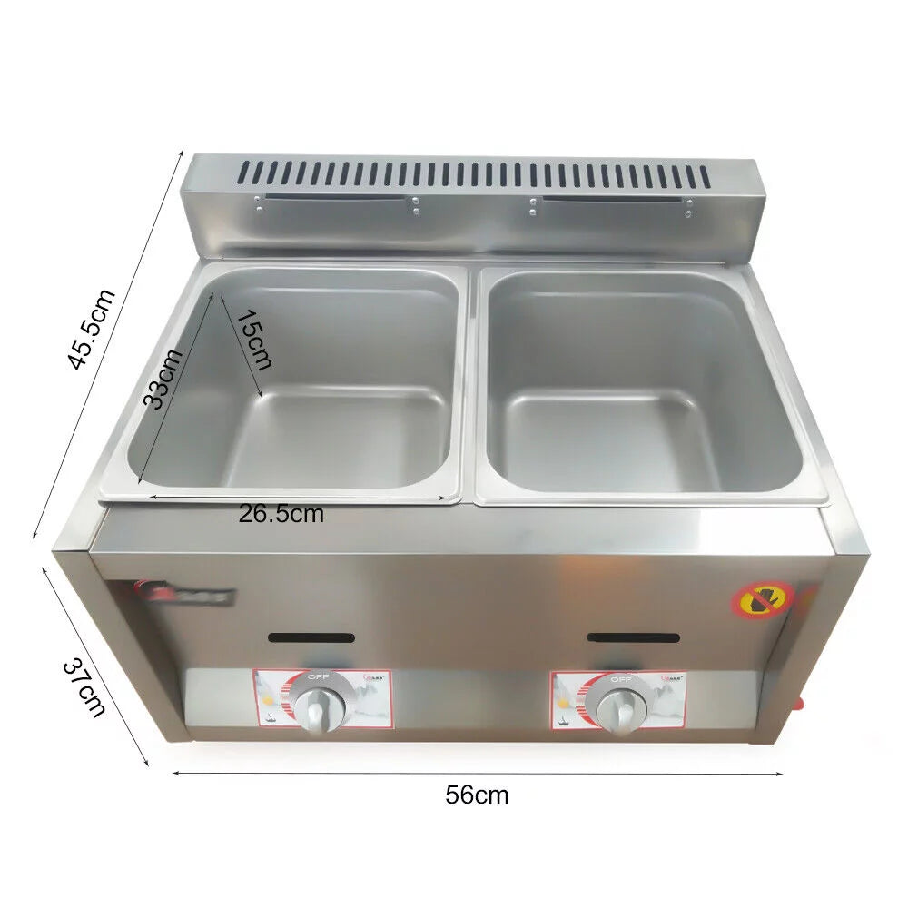 2 Pan Stainless Steel Commercial Gas Deep Fryer J206986