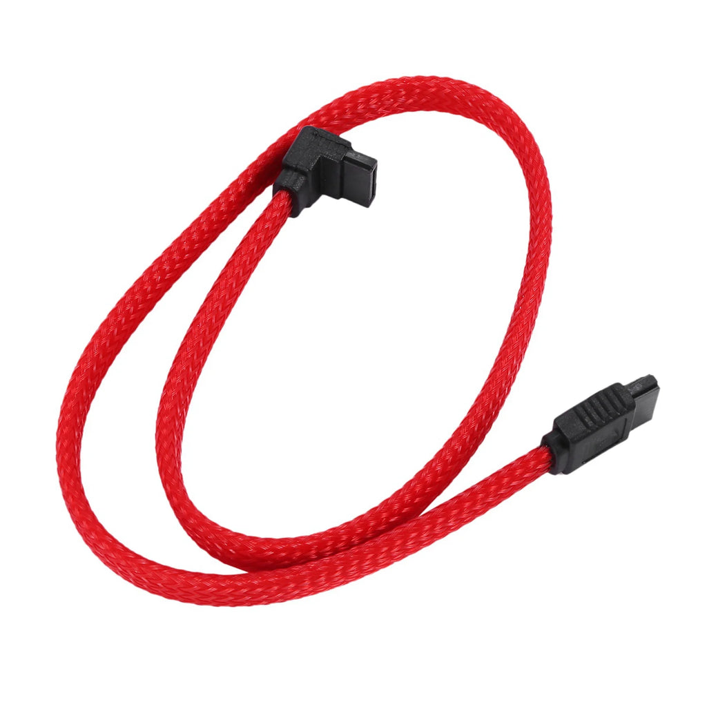 5x 3.0 SATA3 7Pin Data Cable Right Angle 6Gb/S SSD Cables with Nylon Sleeved 50CM N477572