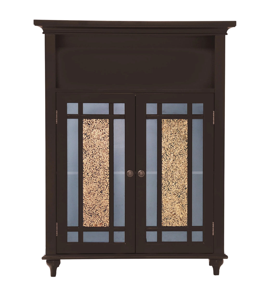 Wooden Bathroom Floor Cabinet with Glass Doors Y41824