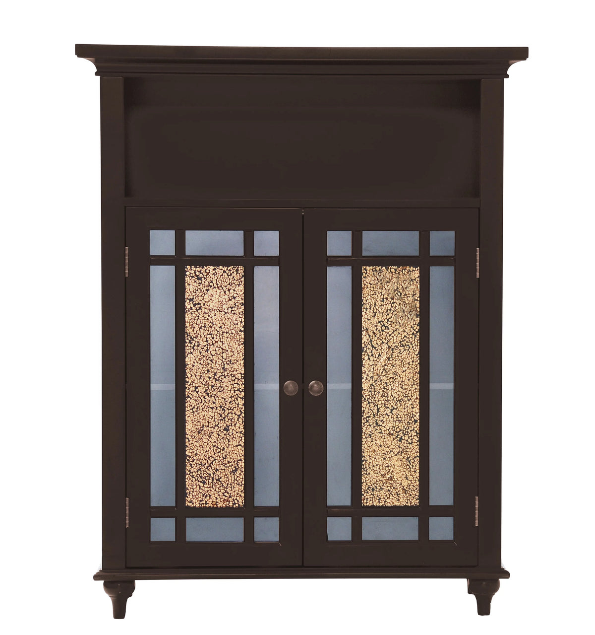 Wooden Bathroom Floor Cabinet with Glass Doors Y41824