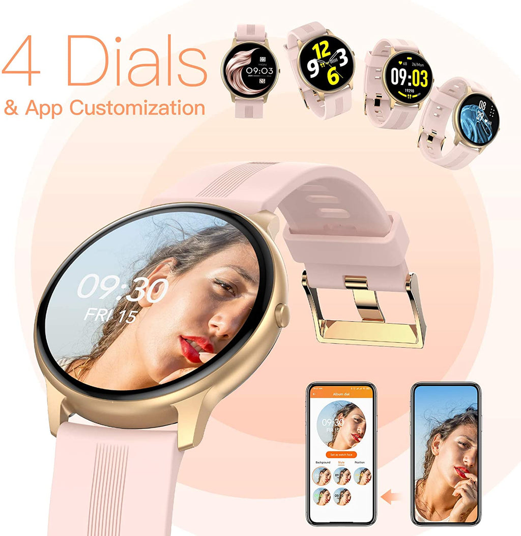 Smart Watch 1.3'' Full Touch Fitness Tracker IP68 Waterproof Bluetooth Round Sports Smartwatch with Heart Rate Monitor W927555