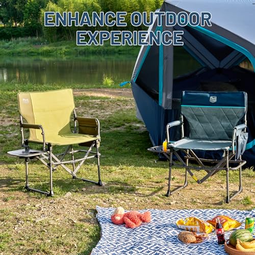 Navy 2 Pack Aluminum Folding Camping Chair with Side Table V1421