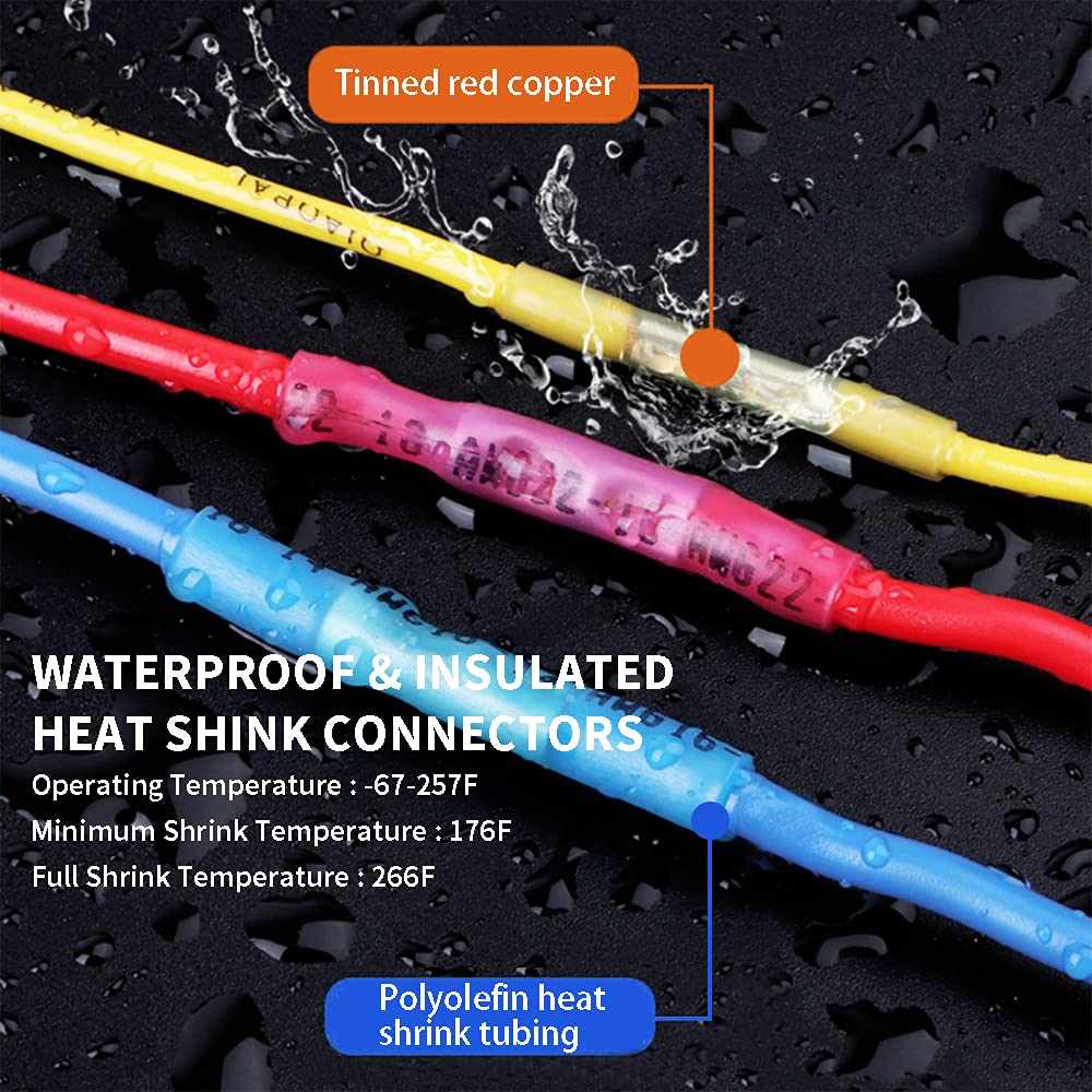1000 Pcs Blue 16-14 AWG Waterproof Heat Shrink Butt Connectors V757979