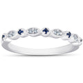 1/5 ct Blue Sapphire & Diamond Wedding Ring Stackable Band 10k White Gold Z723584