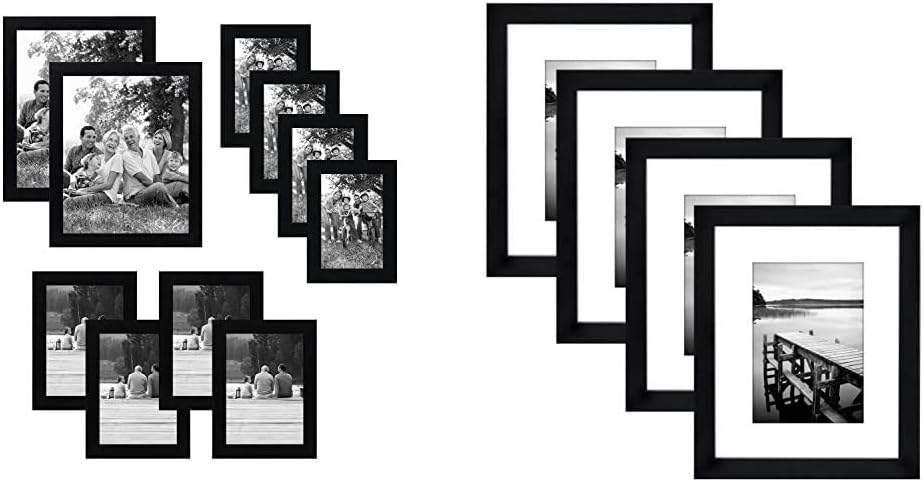 Black 10-Piece Picture Frame Set and 4 Piece 8x10 Picture Frame Set D465