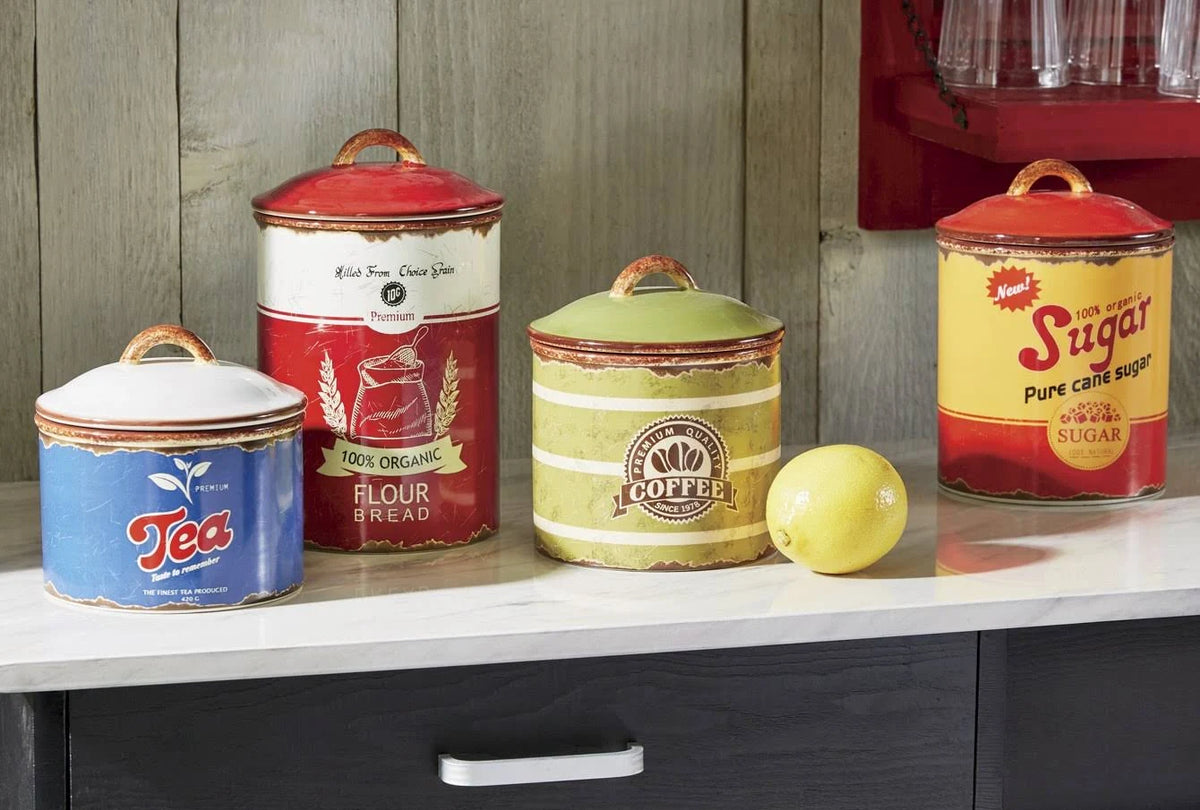 Red Ceramic Canisters Set of 4 S4455