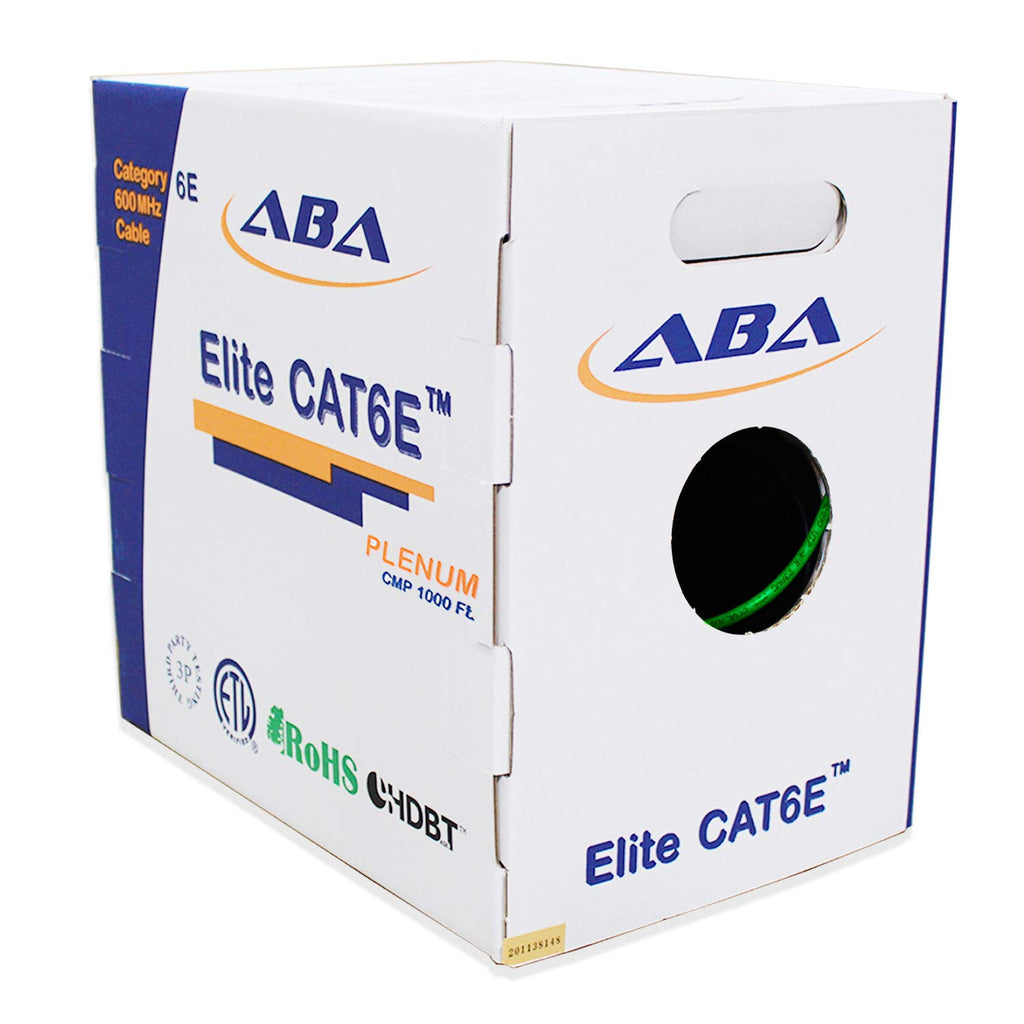 Cat6e Plenum 600MHz CMP 23AWG UTP Solid 100% Pure Copper 1000 Feet Box Green K53771