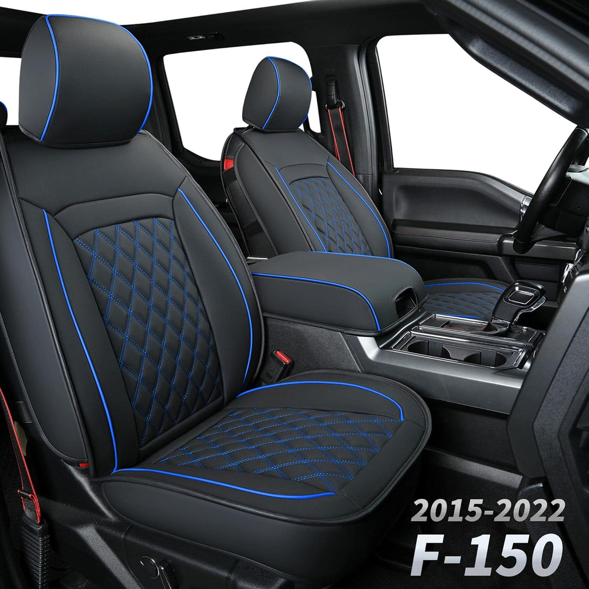 Black Faux Leather Seat Covers Front Set 2pcs W670062