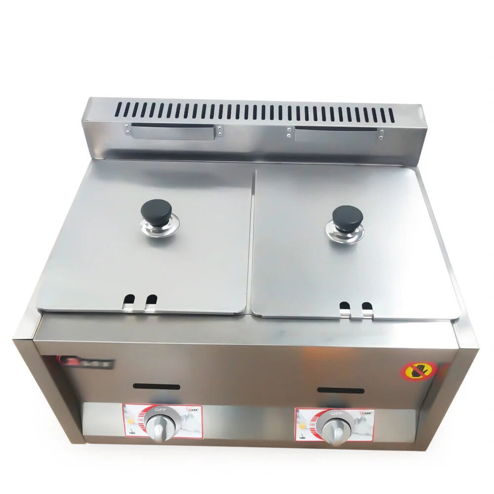 2 Pan Stainless Steel Commercial Gas Deep Fryer J206986