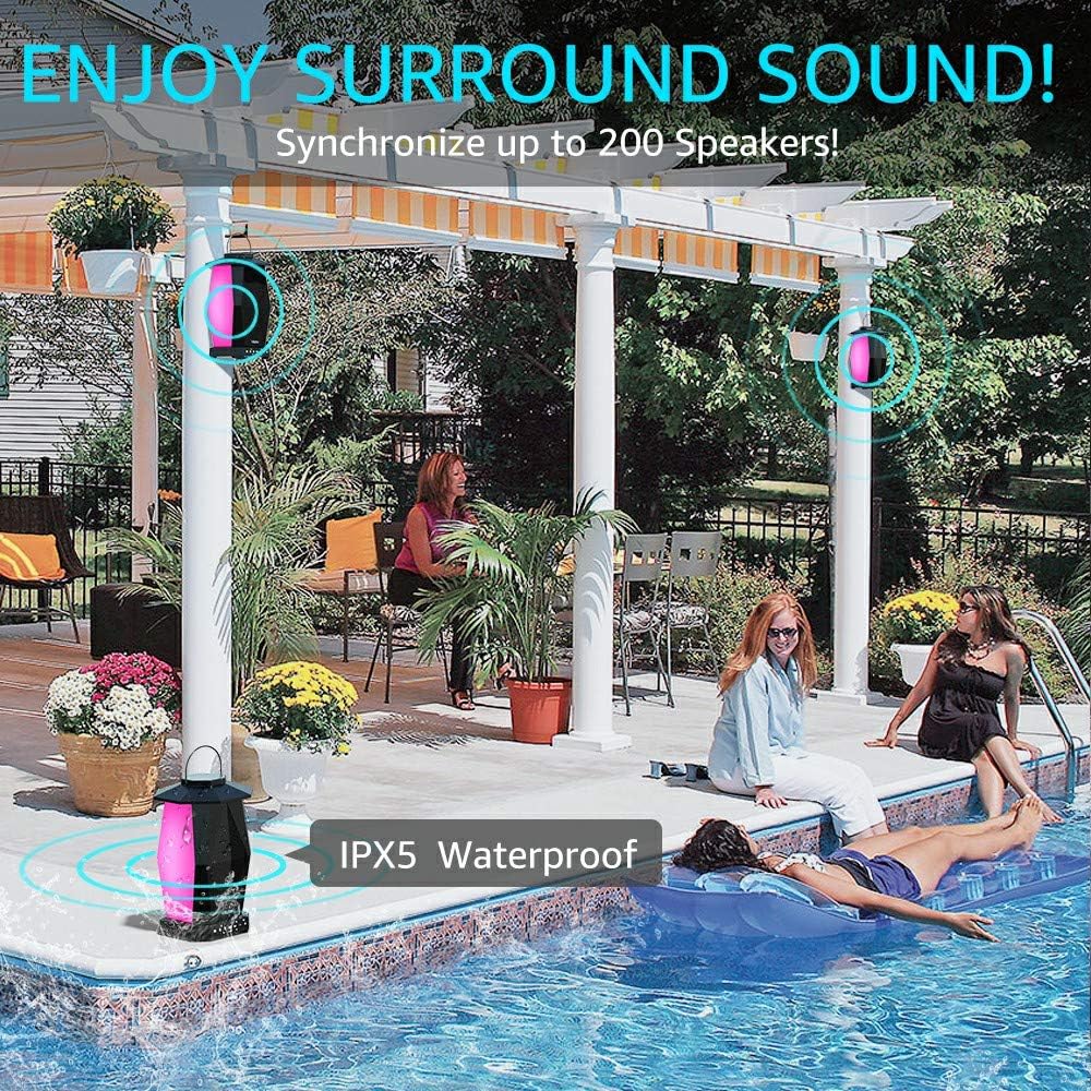 Outdoor Bluetooth Lantern Speakers 2 Pack, 25W Waterproof Wireless with LED Mood Lights, 20H Playtime J85426