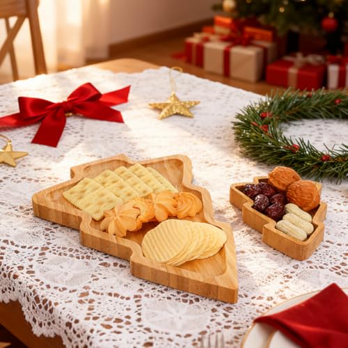Wood Serving Platters Christmas Tree Shaped Wooden Tray B87815