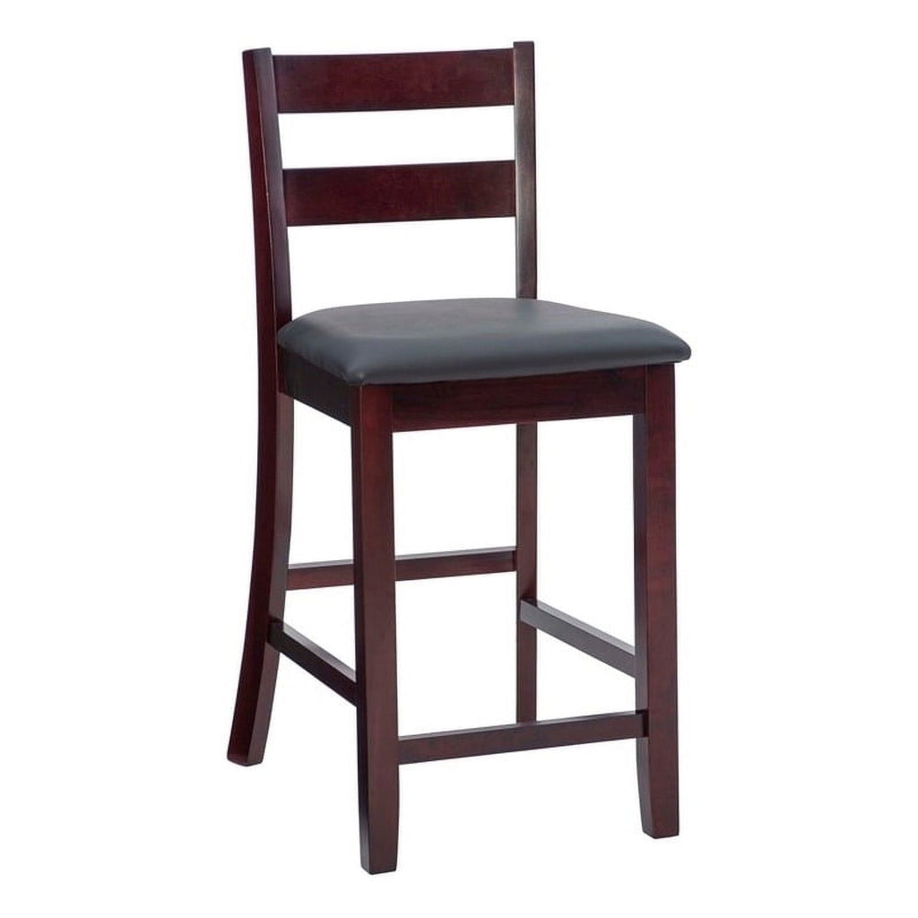 Dark Merlot Wood & Faux Leather Counter Stool T116952