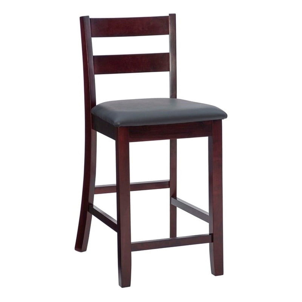 Dark Merlot Wood & Faux Leather Counter Stool T116952