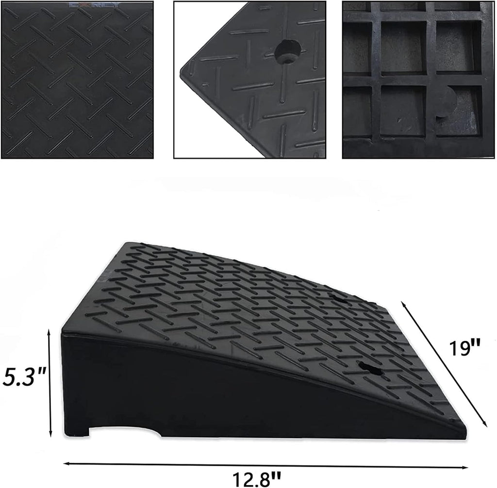 Rubber Curb Ramp 5.3" Rise 2 Pack Black Threshold Ramps with 4 Expansion Bolts J629