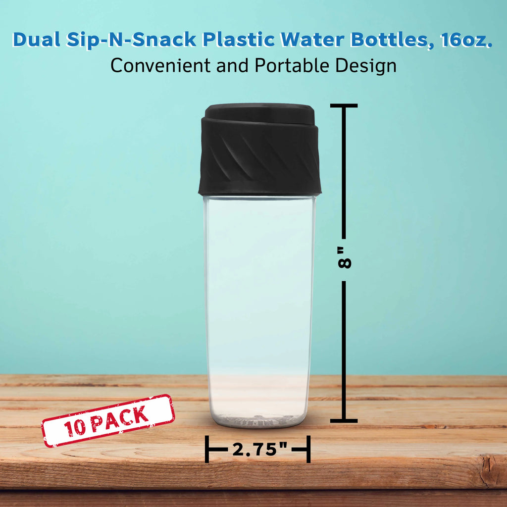 Black 16 oz Plastic Water Bottles Set of 10 Z930