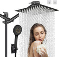 12'' Rain Shower Head Combo with 6-Function Hand Shower, 13'' Extension Arm, 78'' Hose, Black, Pack of 2 H695201