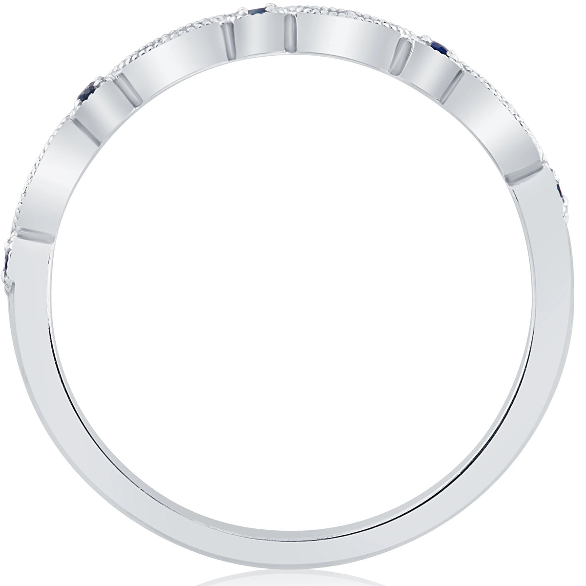 1/5 ct Blue Sapphire & Diamond Wedding Ring Stackable Band 10k White Gold Z723584